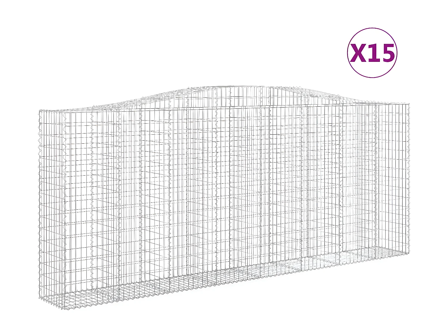 Paniers à gabions arqués 15 pièces 400x50x160/180 cm fer galvanisé