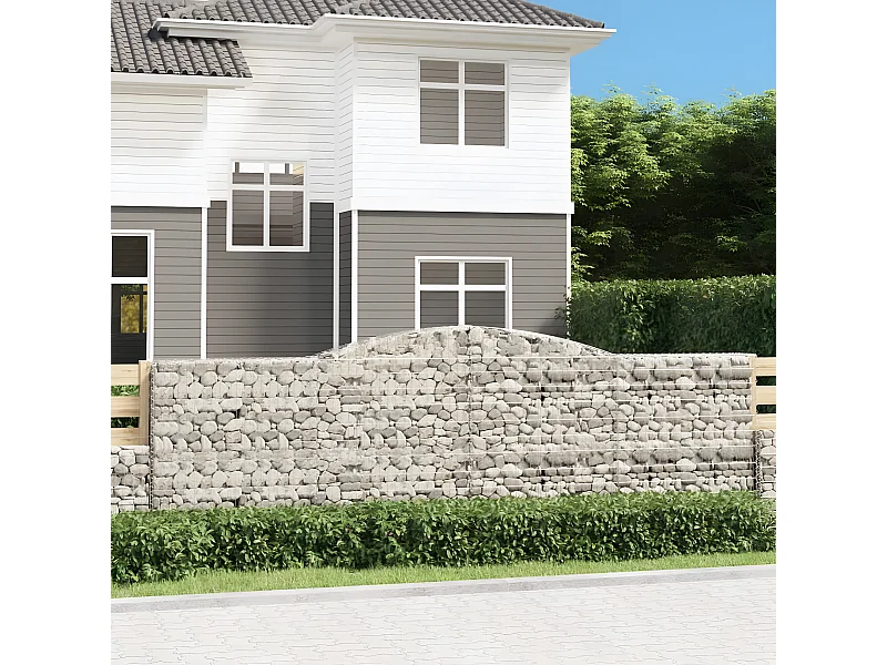 Paniers à gabions arqués 15 pièces 400x30x120/140 cm Fer galvanisé