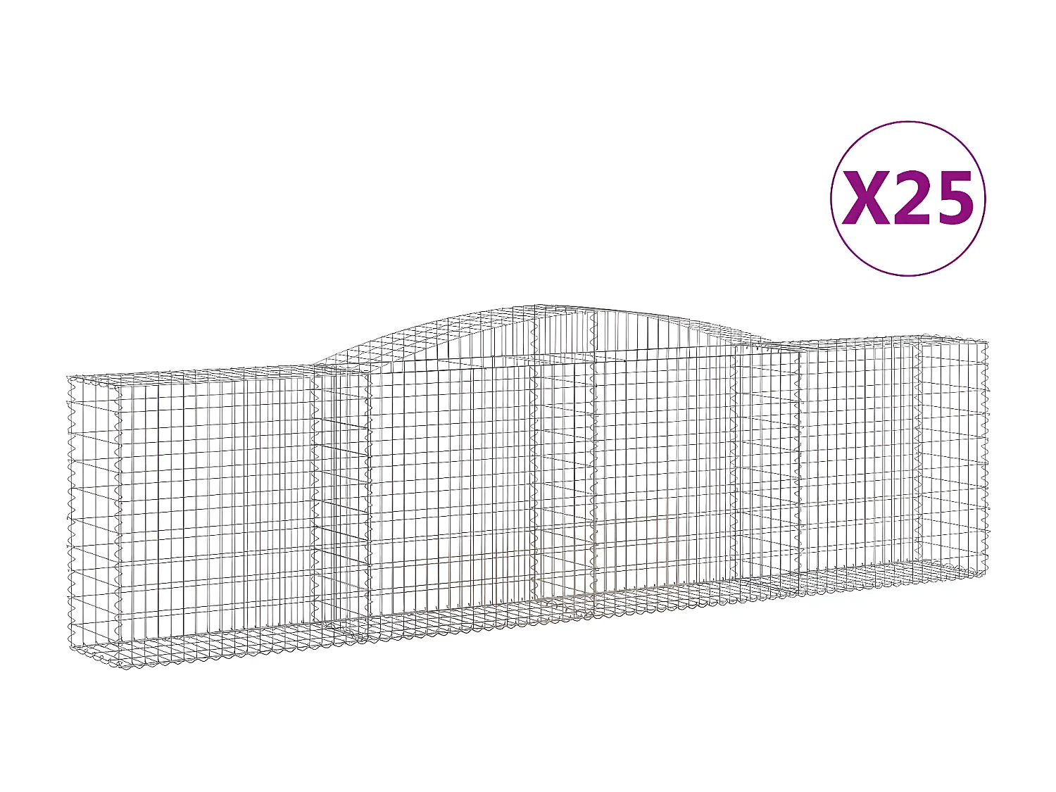 Paniers à gabions arqués 25 pièces 400x50x100/120 cm Fer galvanisé