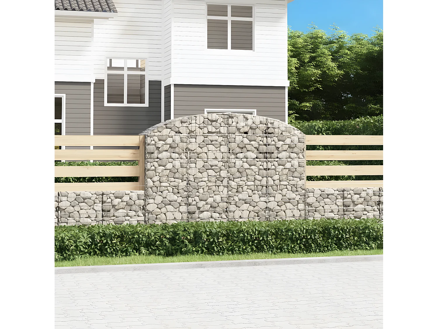 Cesta gaviones forma arco hierro galvanizado 200x50x140/160 cm