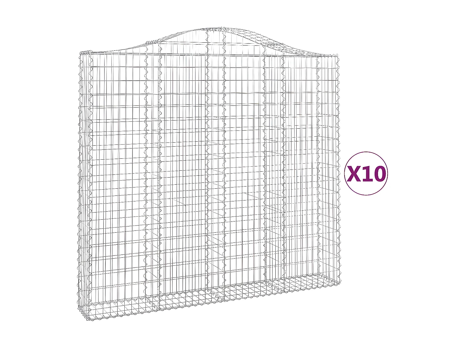 Paniers à gabions arqués 10 pièces 200x30x180/200 cm Fer galvanisé