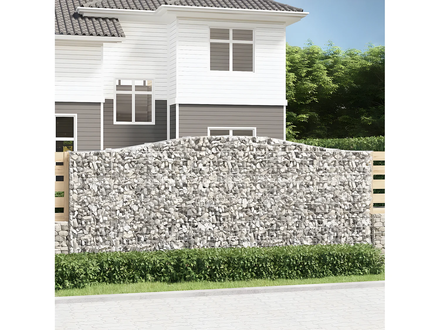 Paniers à gabions arqués 7 pièces 400x50x160/180 cm fer galvanisé
