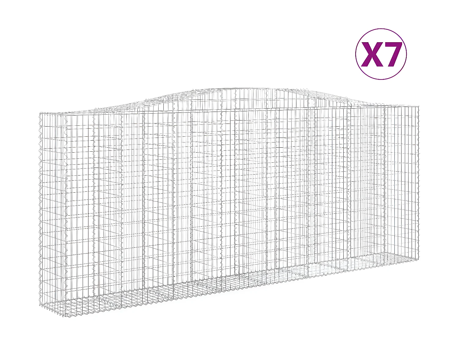 Paniers à gabions arqués 7 pièces 400x50x160/180 cm fer galvanisé