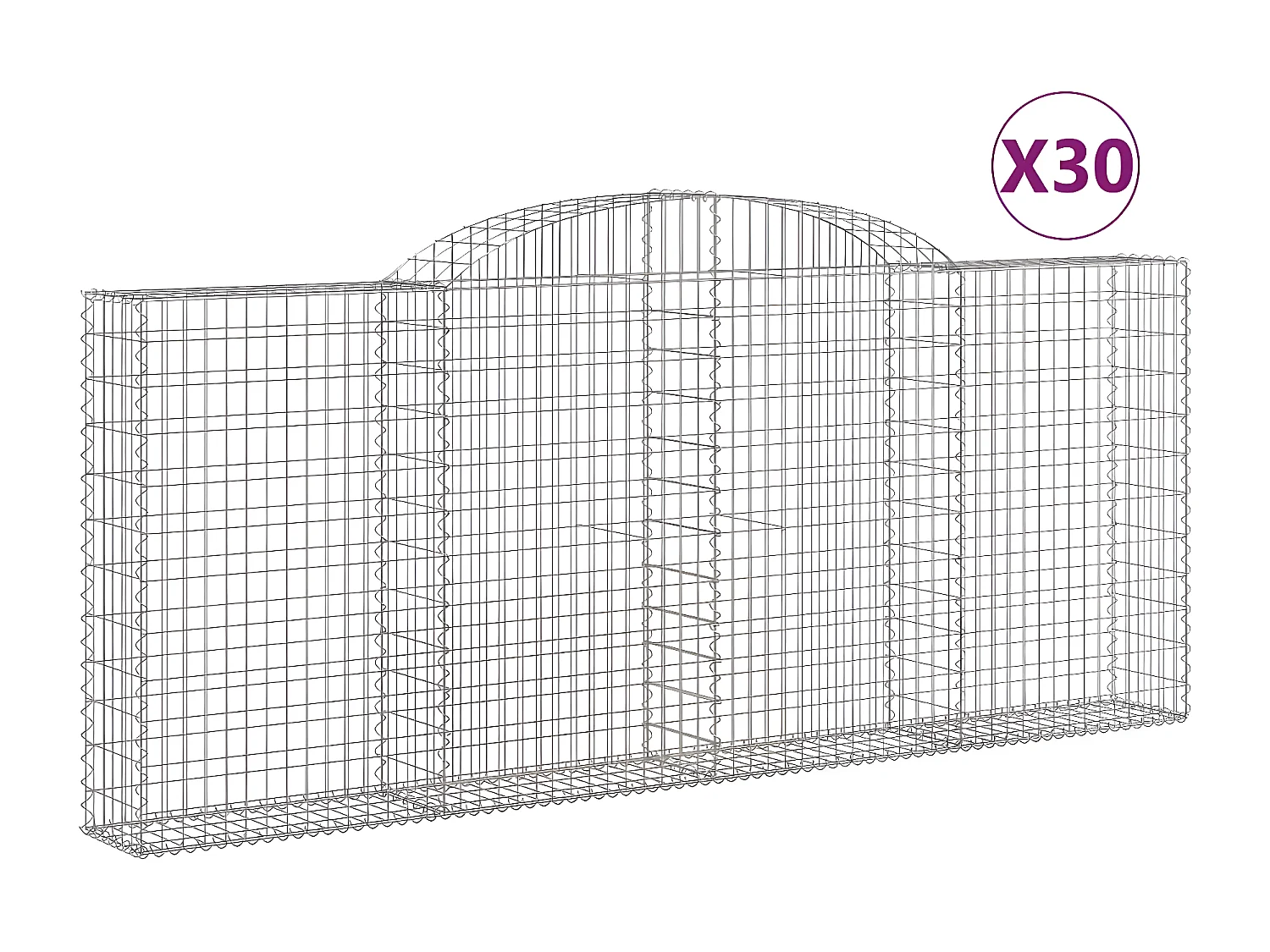 Paniers à gabions arqués 30 pièces 300x30x120/140 cm fer galvanisé