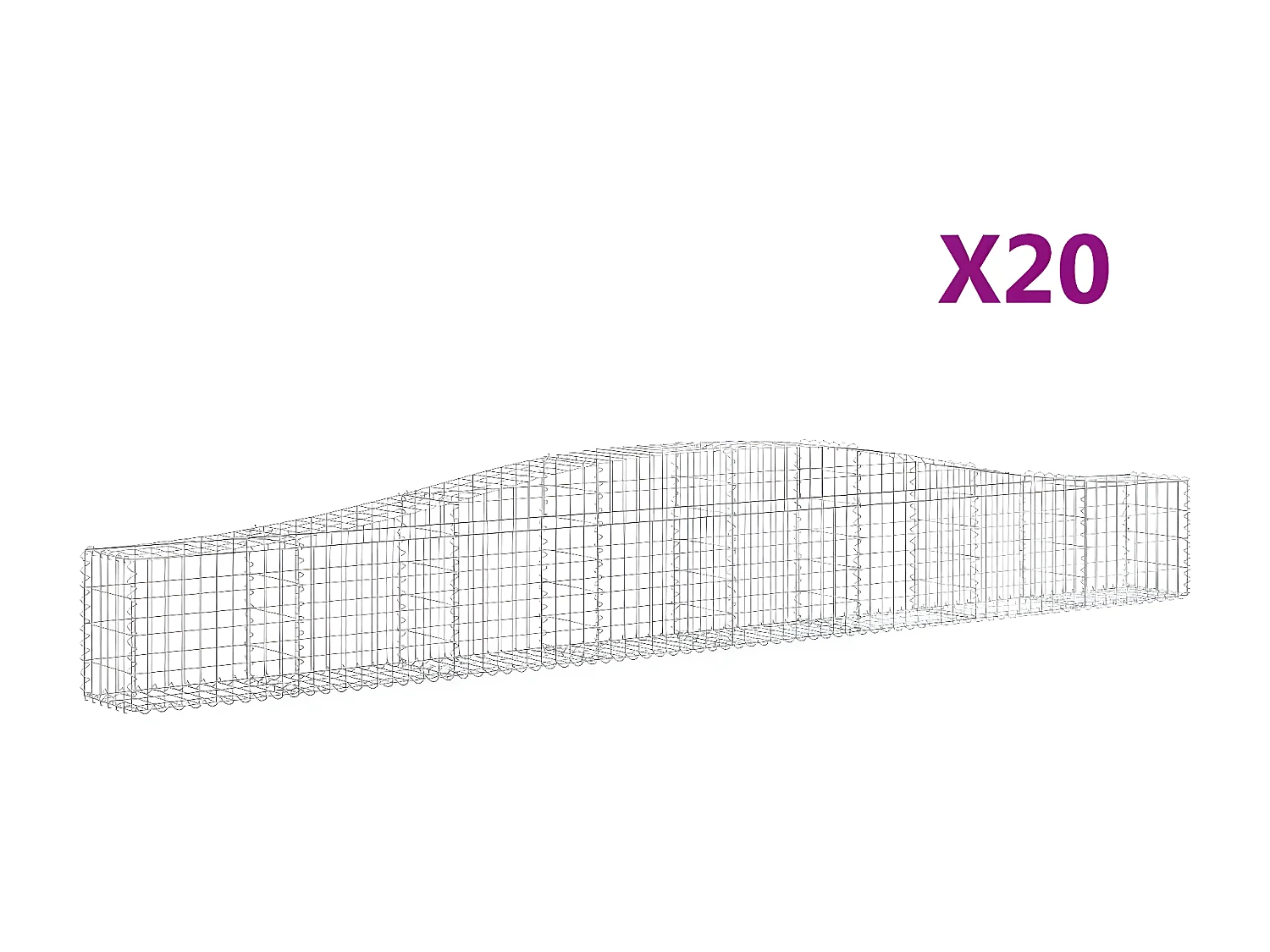 Paniers à gabions arqués 20 pièces 400x30x40/60 cm Fer galvanisé
