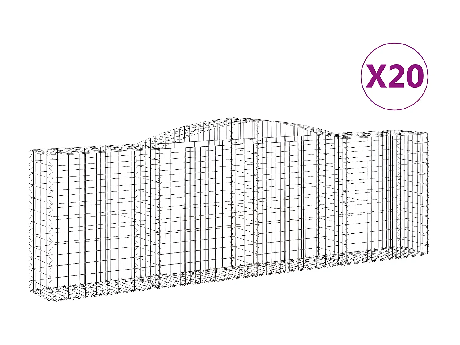 Cestos gabião arqueados 20 peças 400x50x120/140 ferro galvanizado