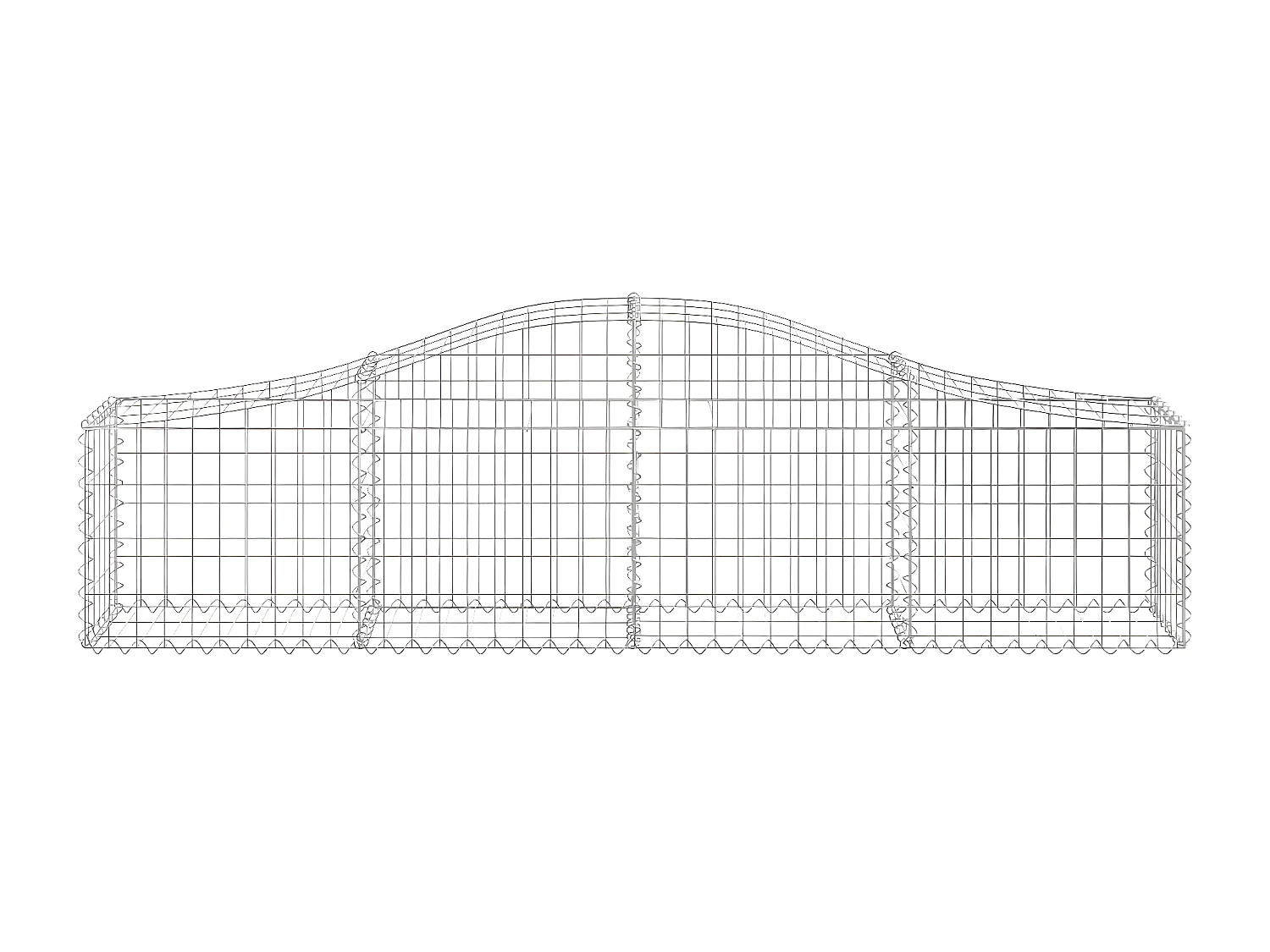 Paniers à gabions arqués 15 pièces 200x30x40/60 cm Fer galvanisé