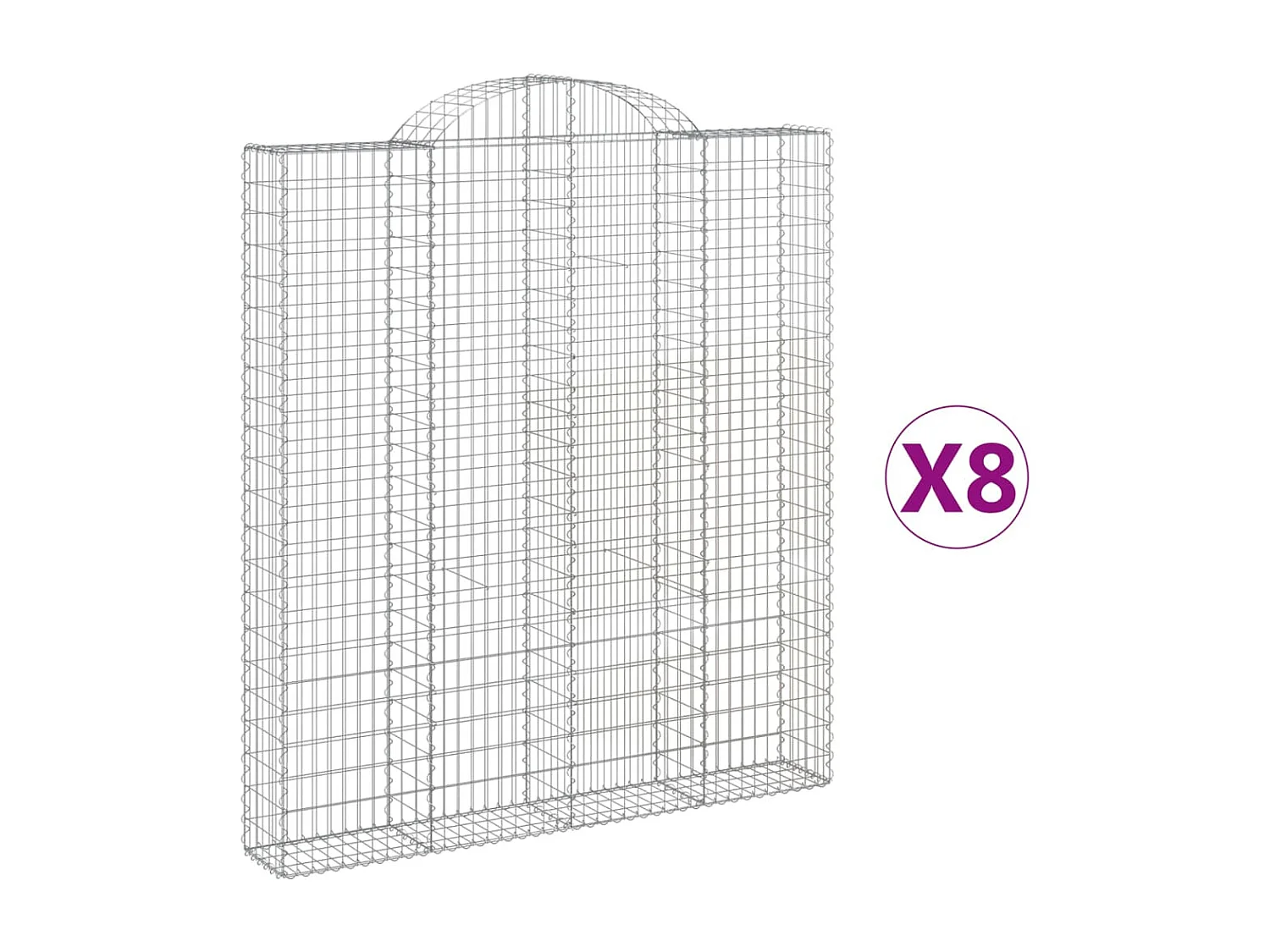 Paniers à gabions arqués 8 pièces 200x30x220/240 cm fer galvanisé