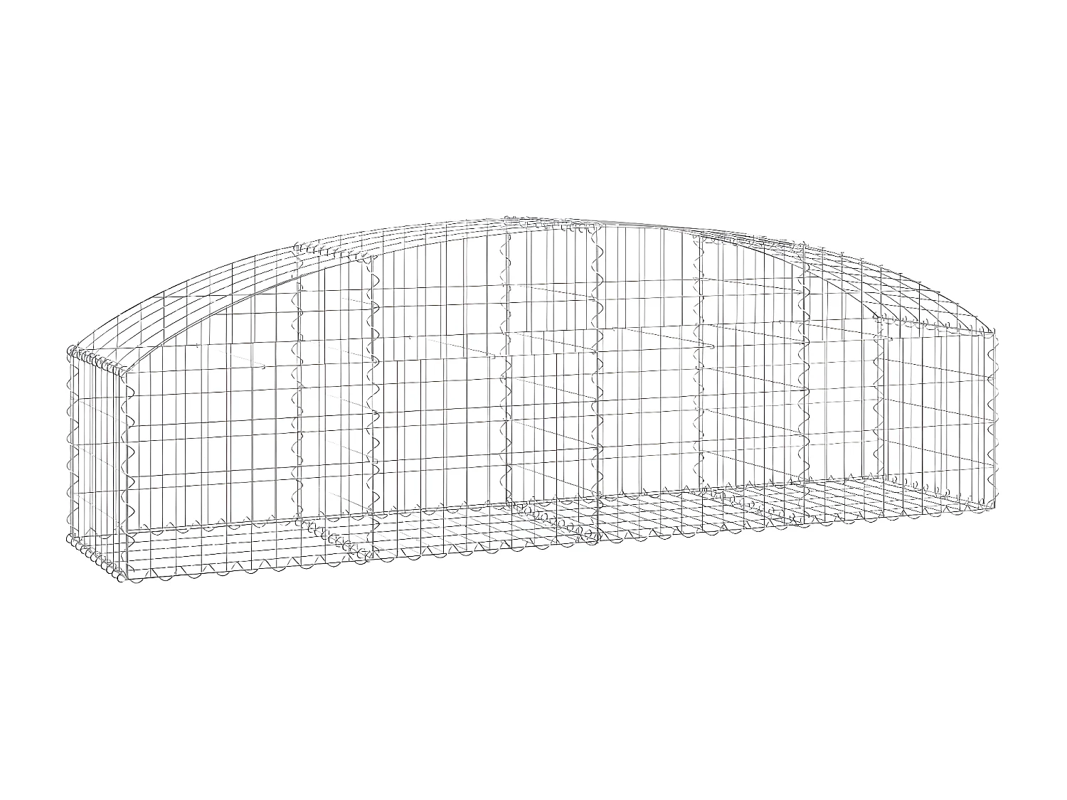 Cesta de gaviones forma arco hierro galvanizado 200x50x40/60 cm
