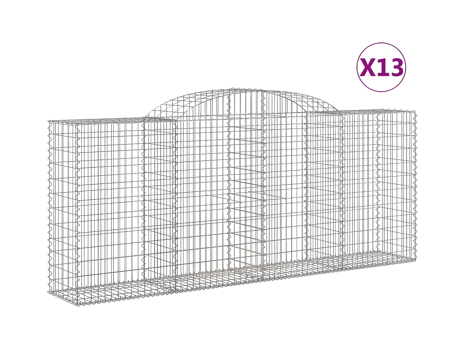 Paniers à gabions arqués 13 pièces 300x50x120/140 cm fer galvanisé