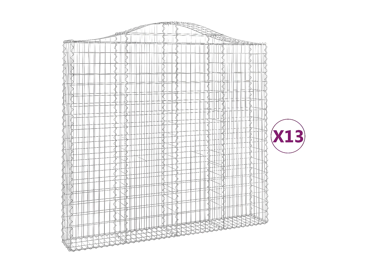 Paniers à gabions arqués 13 pièces 200x30x180/200 cm Fer galvanisé