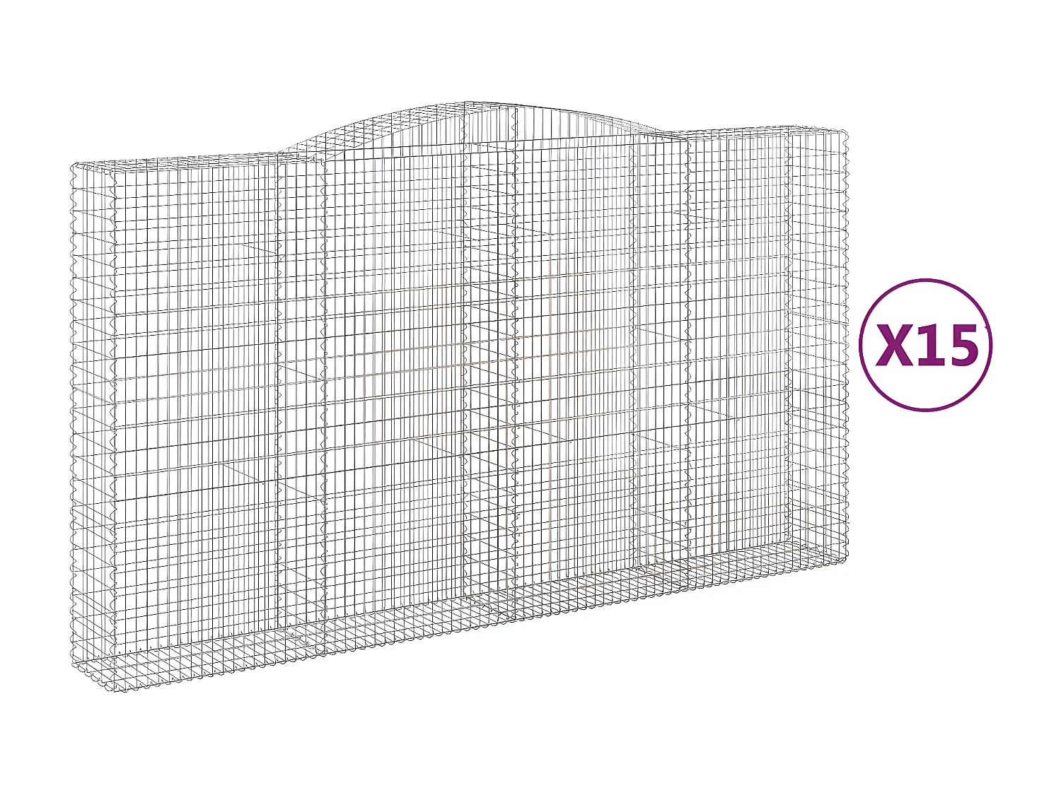 Paniers à gabions arqués 15 pièces 400x50x220/240 cm Fer galvanisé