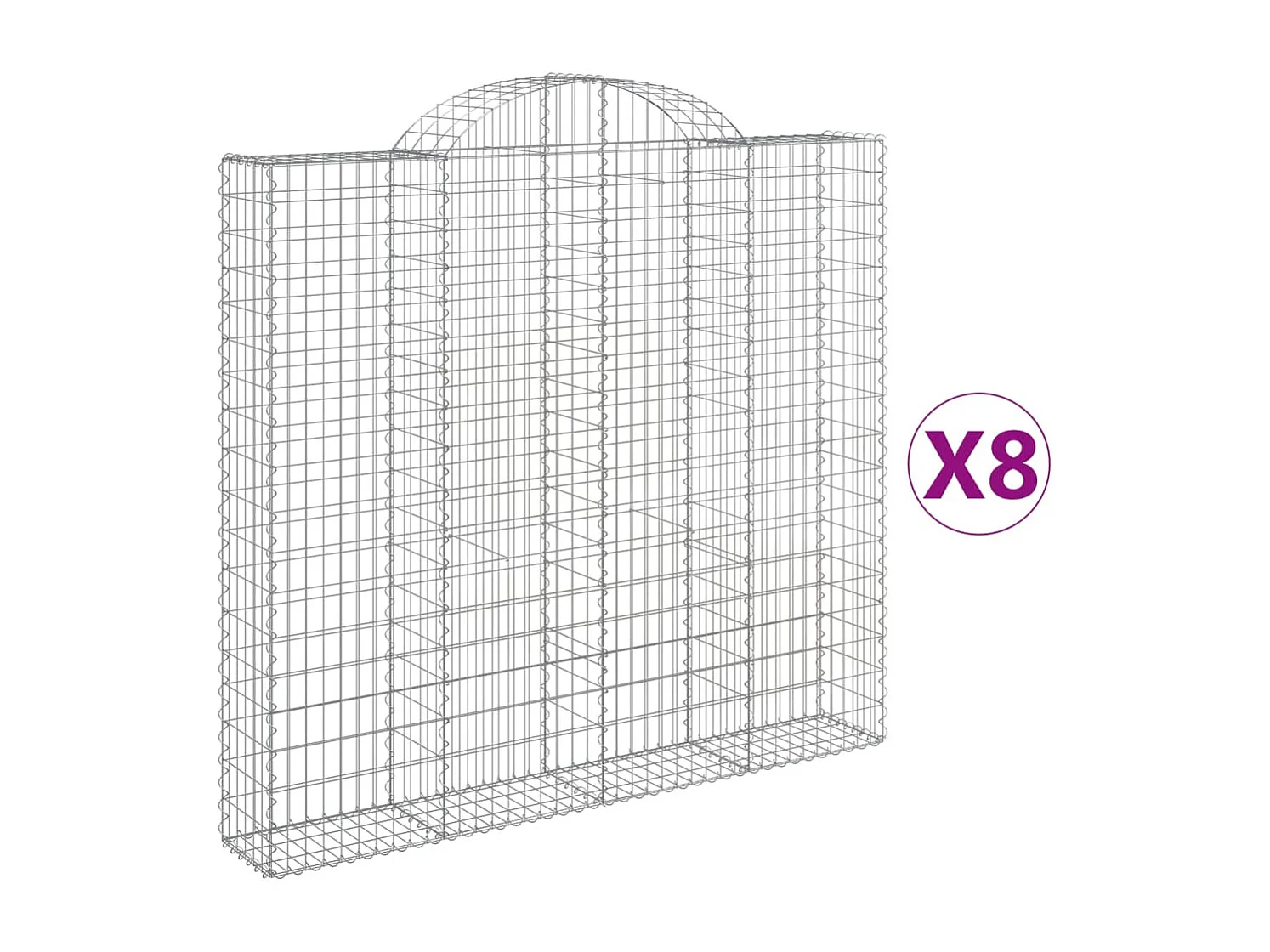 Paniers à gabions arqués 8 pièces 200x30x180/200 cm Fer galvanisé