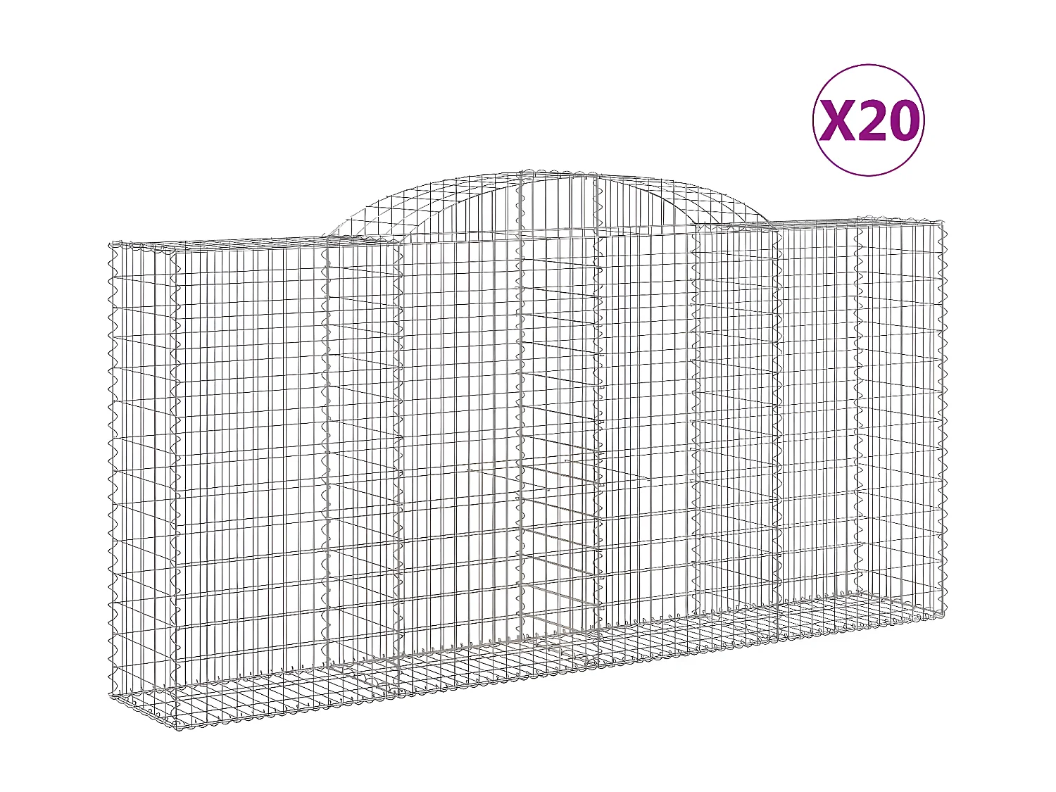 Cestos gabião arqueados 20 peças 300x50x140/160 cm