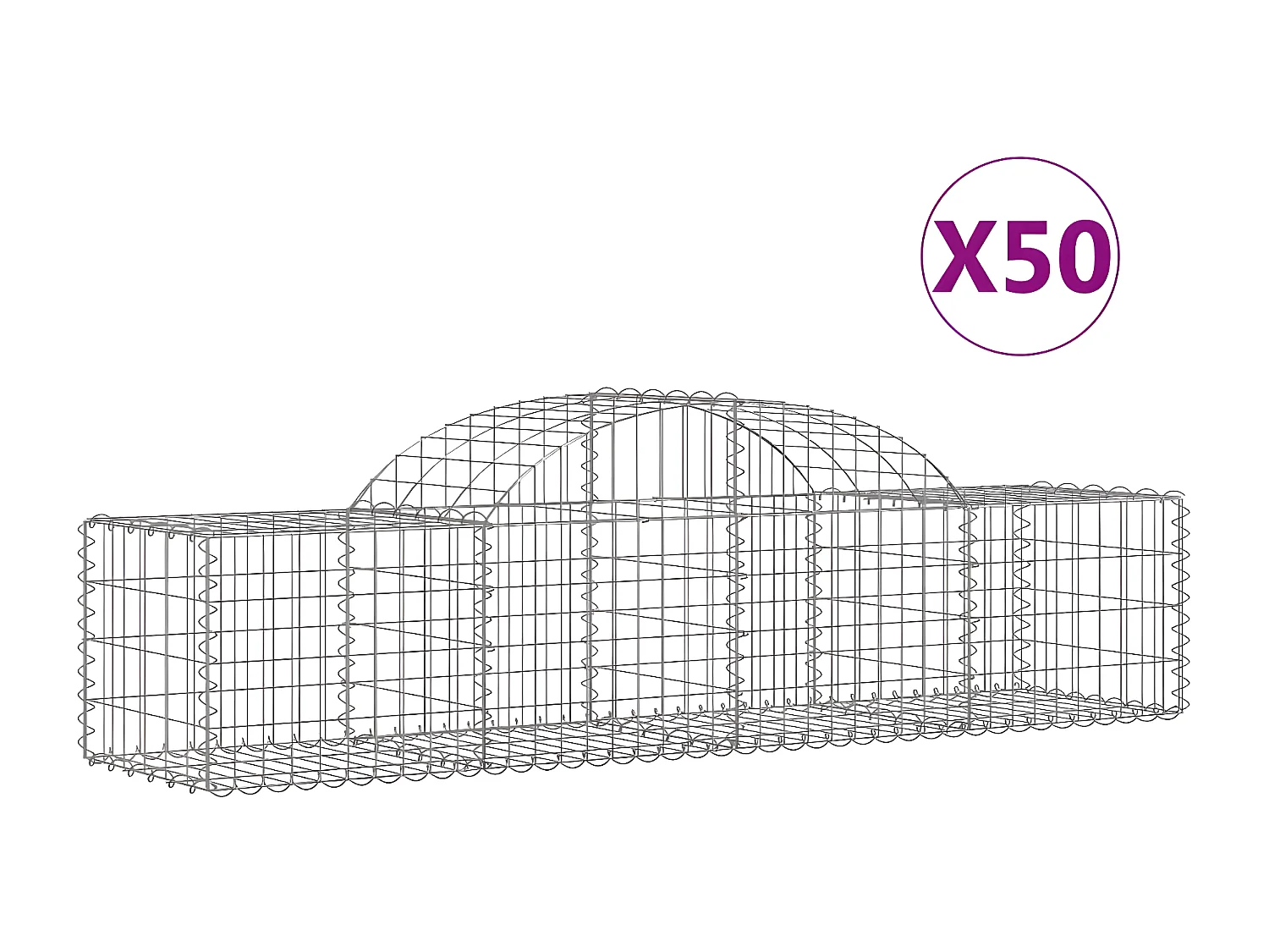 Paniers à gabions arqués 50 pièces 200x50x40/60 cm fer galvanisé