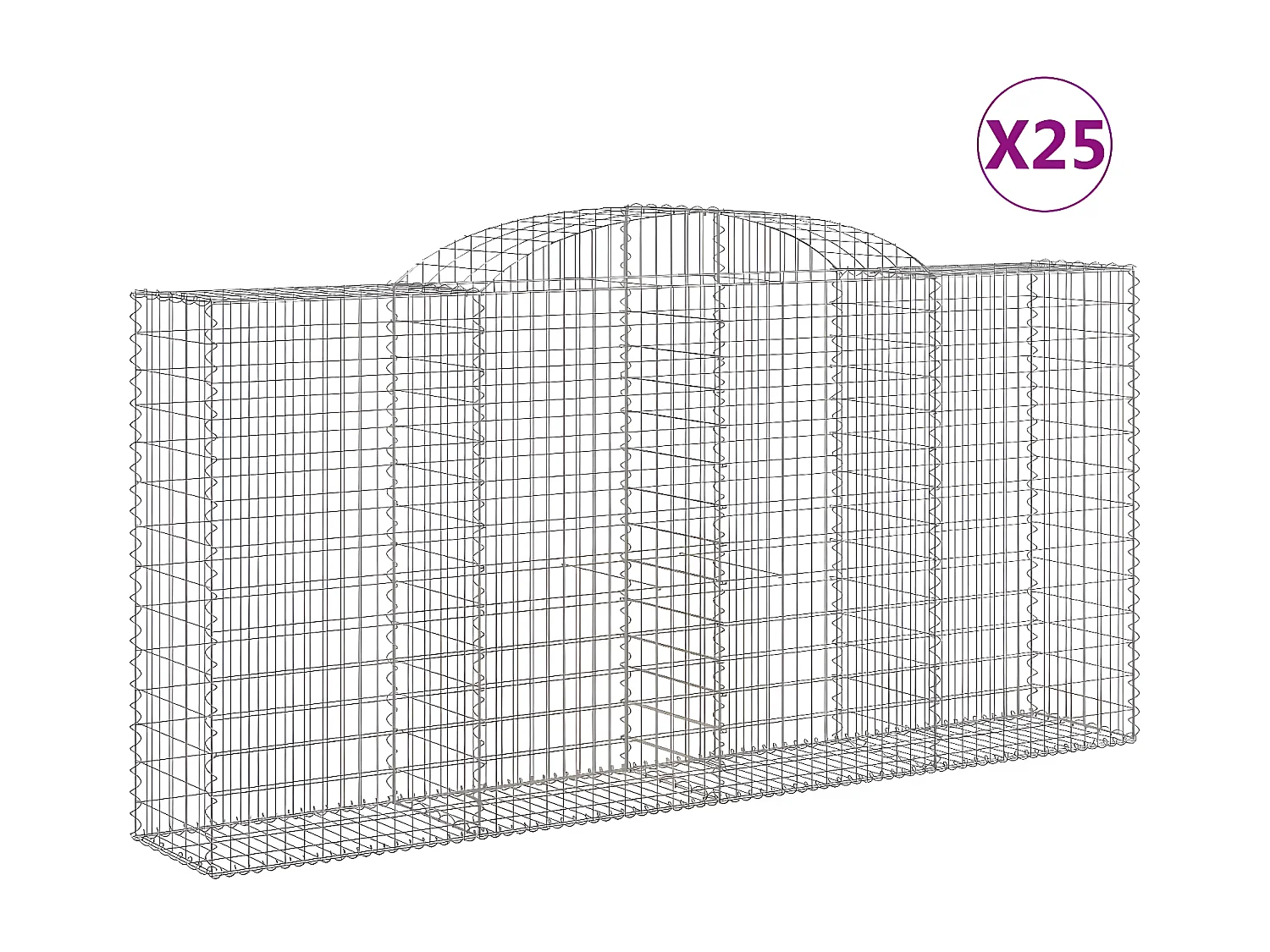 Paniers à gabions arqués 25 pièces 300x50x140/160 cm fer galvanisé