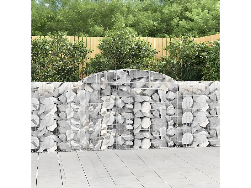 Paniers à gabions arqués 30 pièces 300x30x100/120 cm fer galvanisé