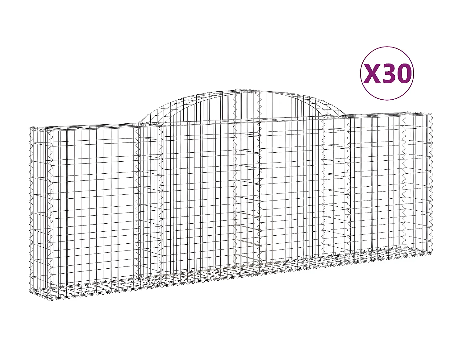 Paniers à gabions arqués 30 pièces 300x30x100/120 cm fer galvanisé