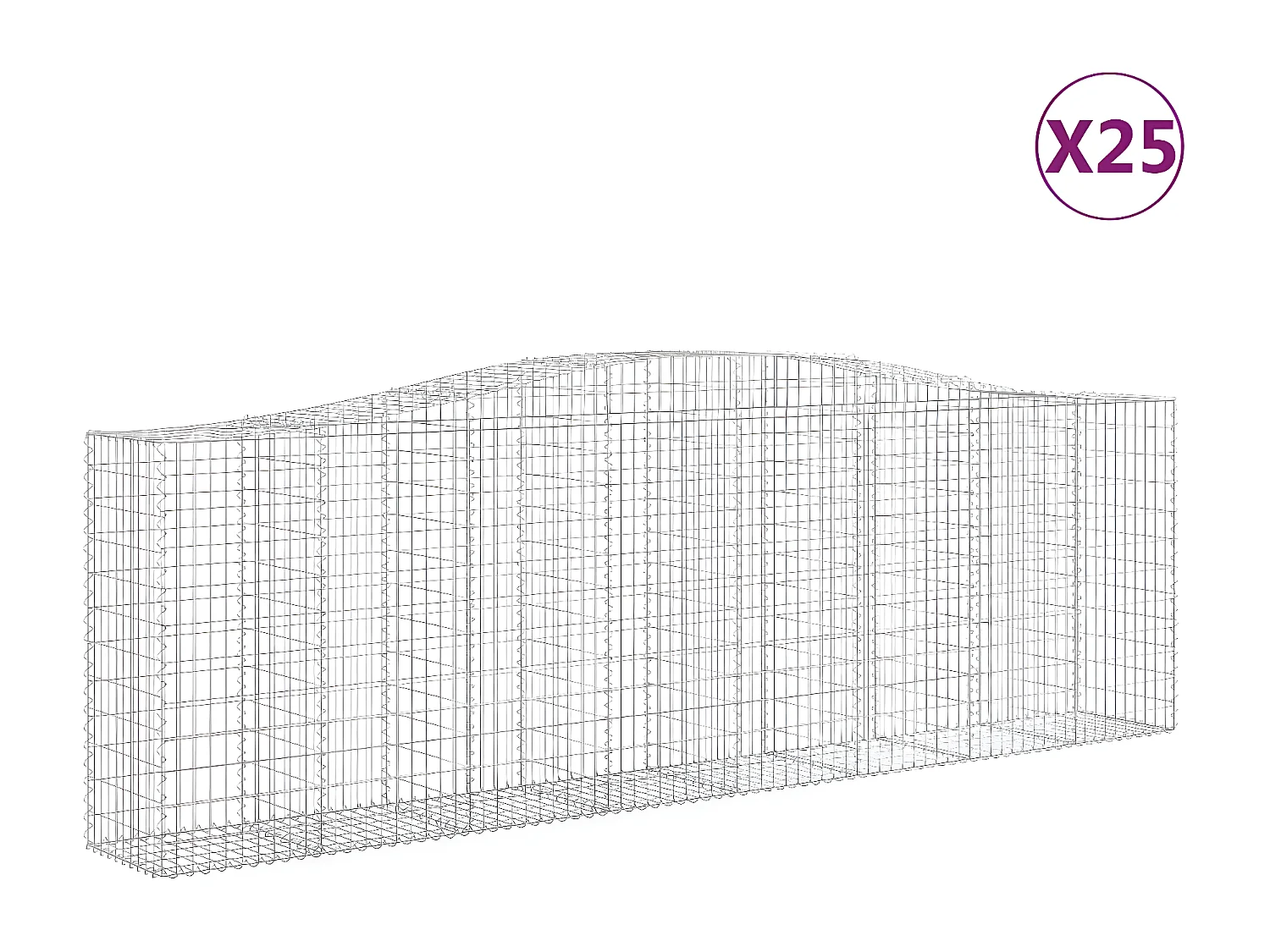 Paniers à gabions arqués 25 pièces 400x50x120/140 cm Fer galvanisé