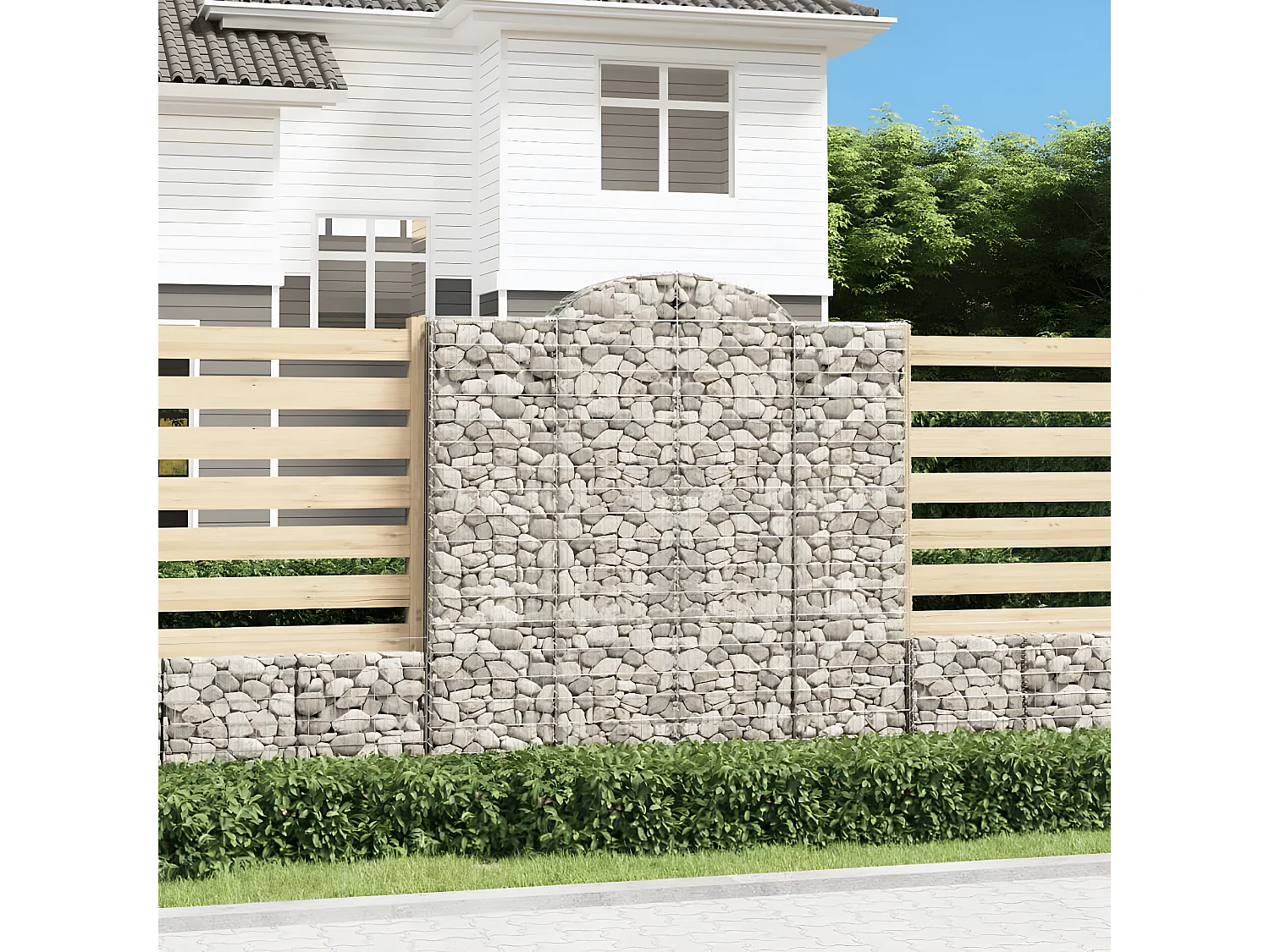 Paniers à gabions arqués 10 pièces 200x50x200/220 cm Fer galvanisé