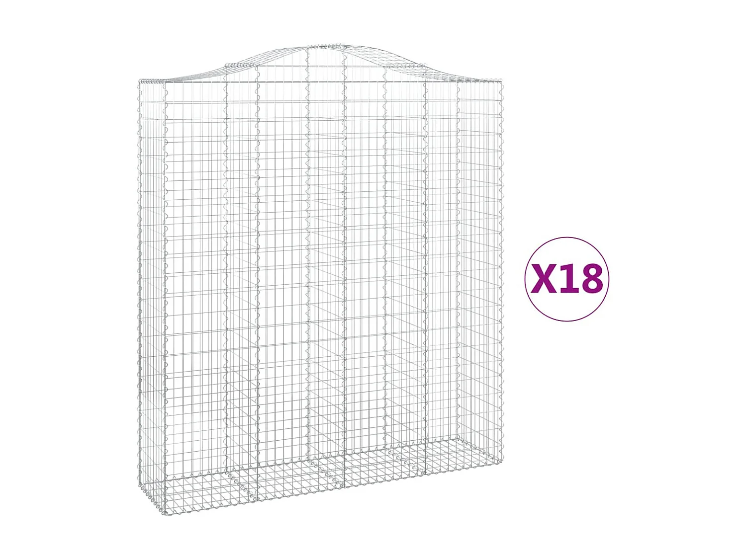 Paniers à gabions arqués 18 pièces 200x50x220/240 cm Fer galvanisé