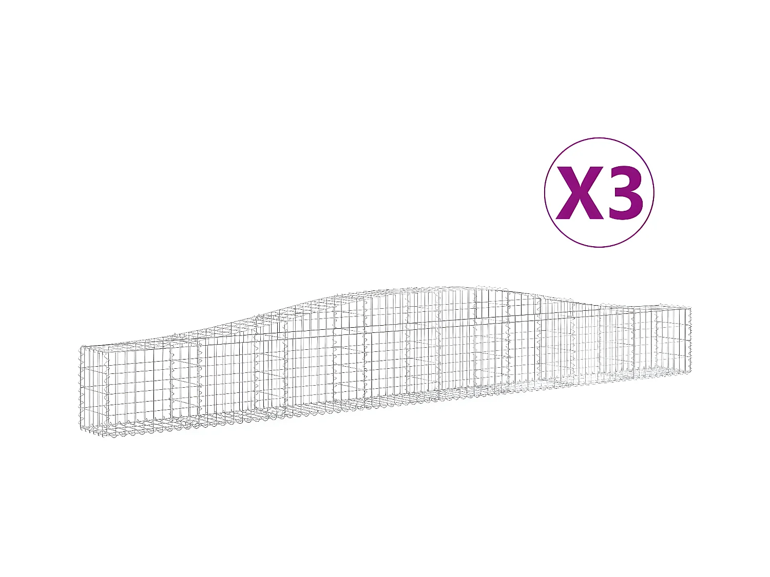 Schanskorven 3 st gewelfd 400x30x40/60 cm ijzer
