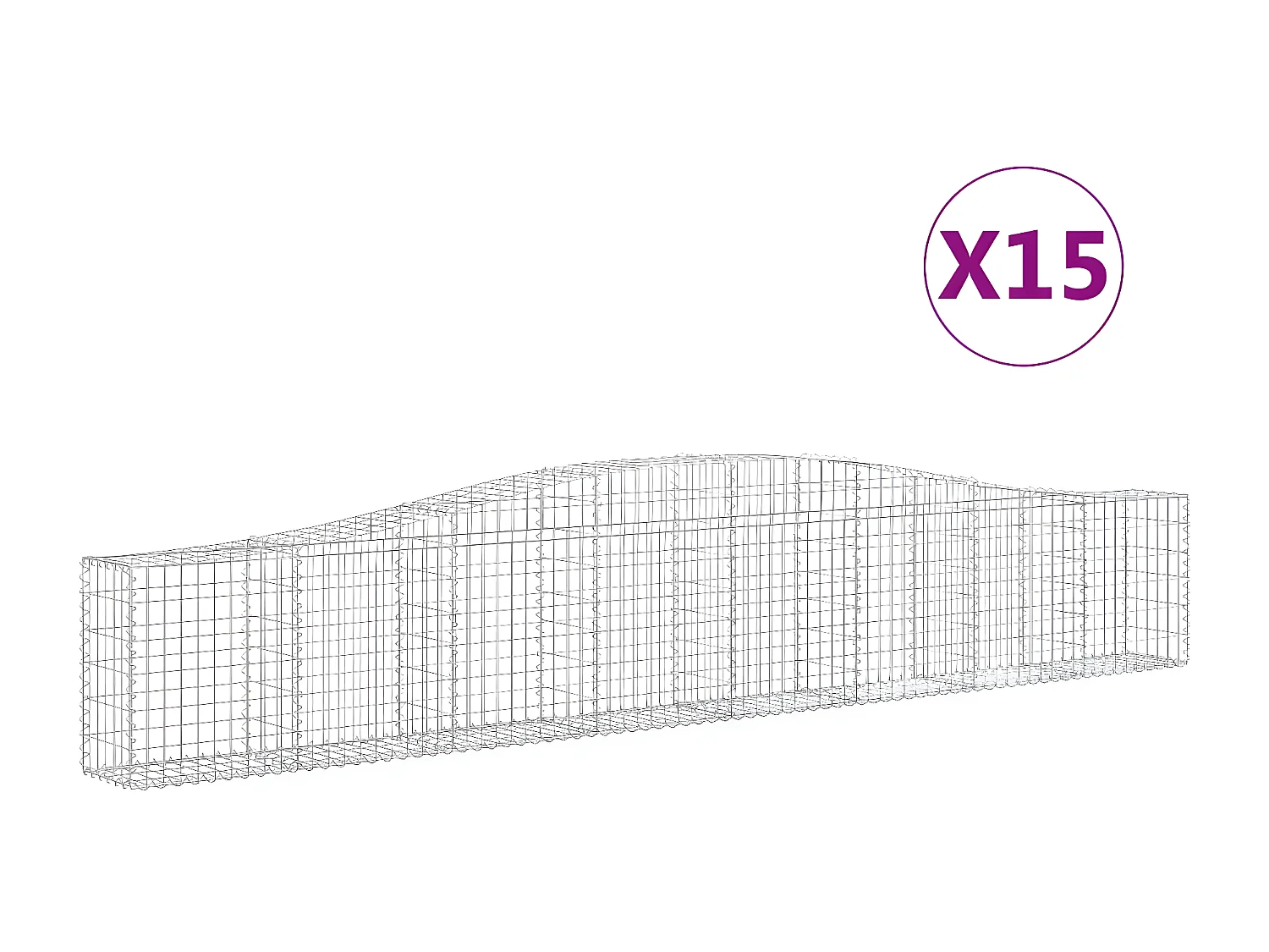 Paniers à gabions arqués 15 pièces 400x30x60/80 cm Fer galvanisé