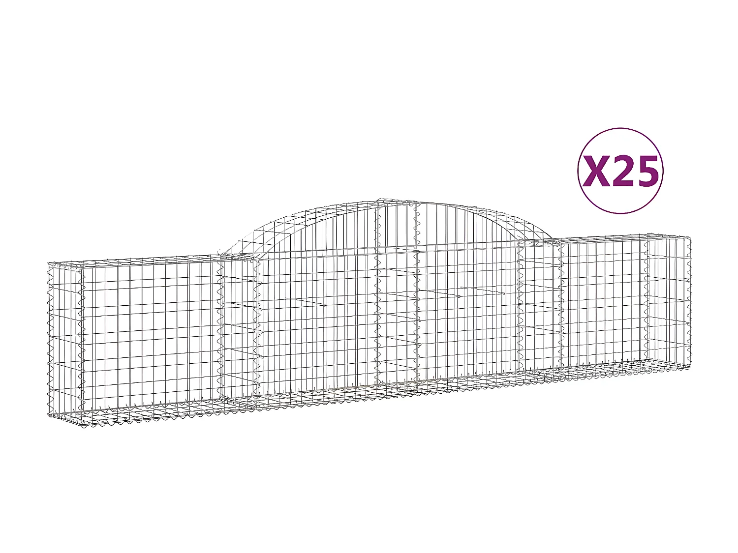 Paniers à gabions arqués 25 pièces 300x30x60/80 cm fer galvanisé