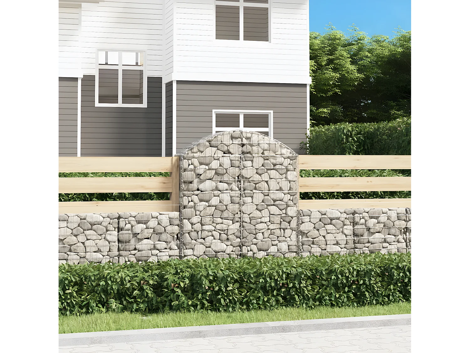 Cesta gaviones forma arco hierro galvanizado 100x30x120/140 cm