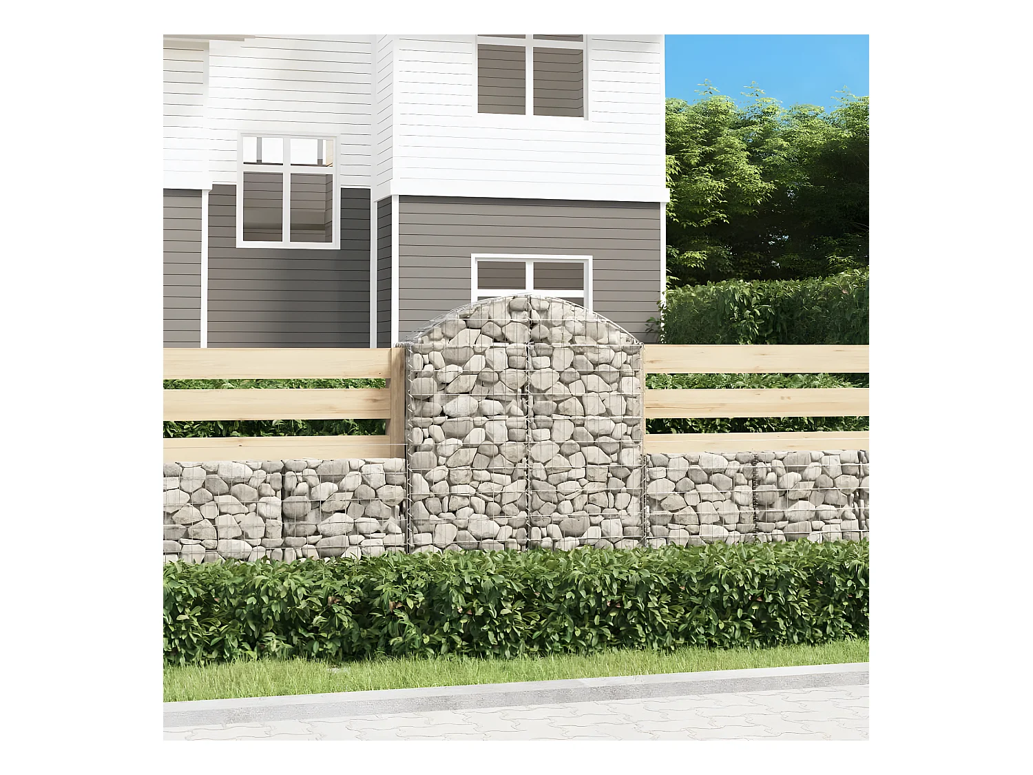 Panier de gabions arqué 100x30x120/140 cm Fer galvanisé