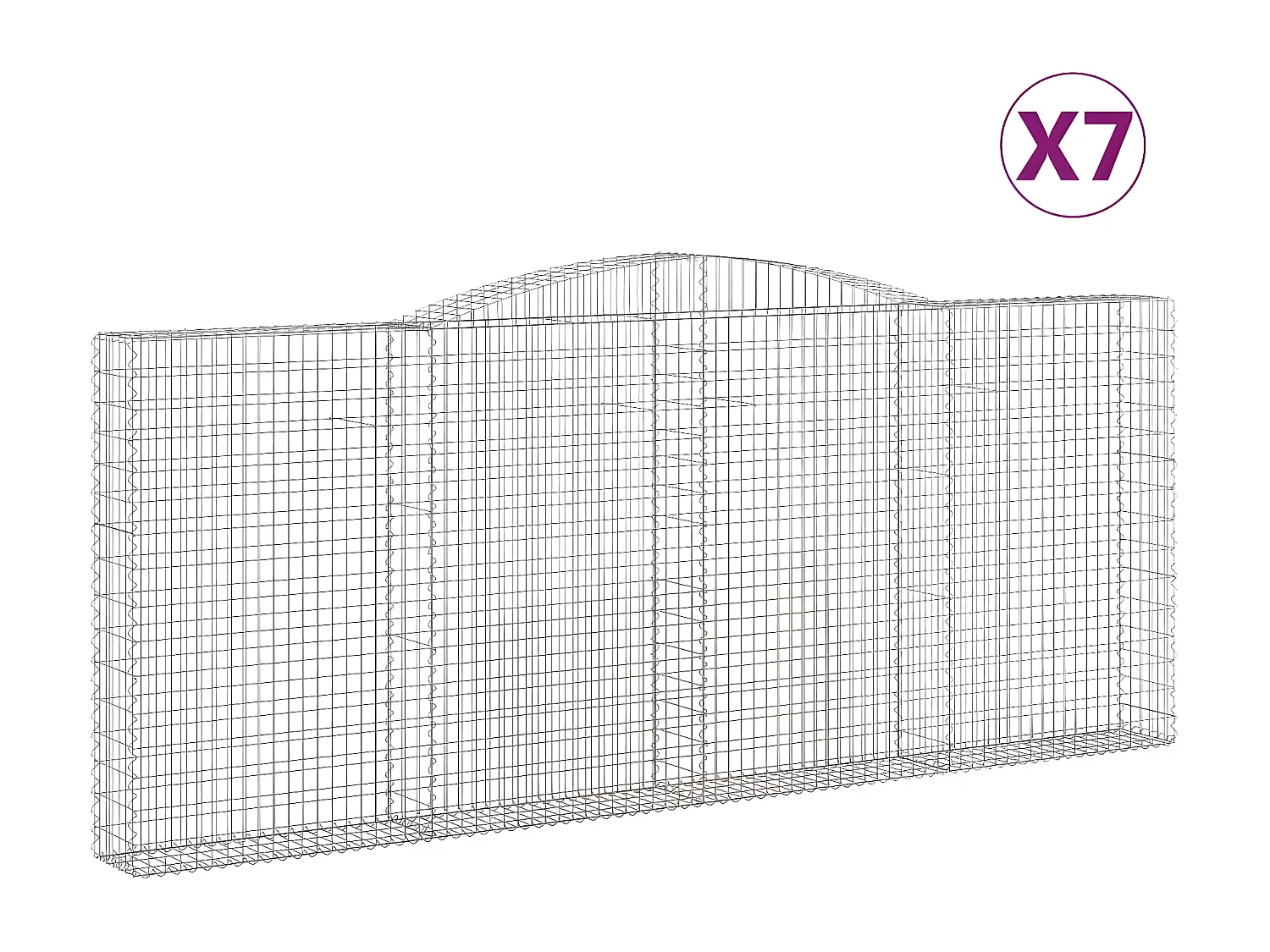 Paniers à gabions arqués 7 pièces 400x30x160/180 cm Fer galvanisé