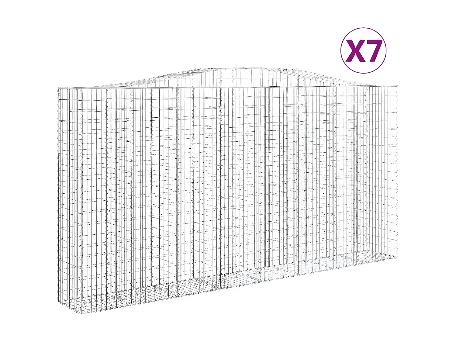 Paniers à gabions arqués 7 pièces 400x50x200/220 cm Fer galvanisé