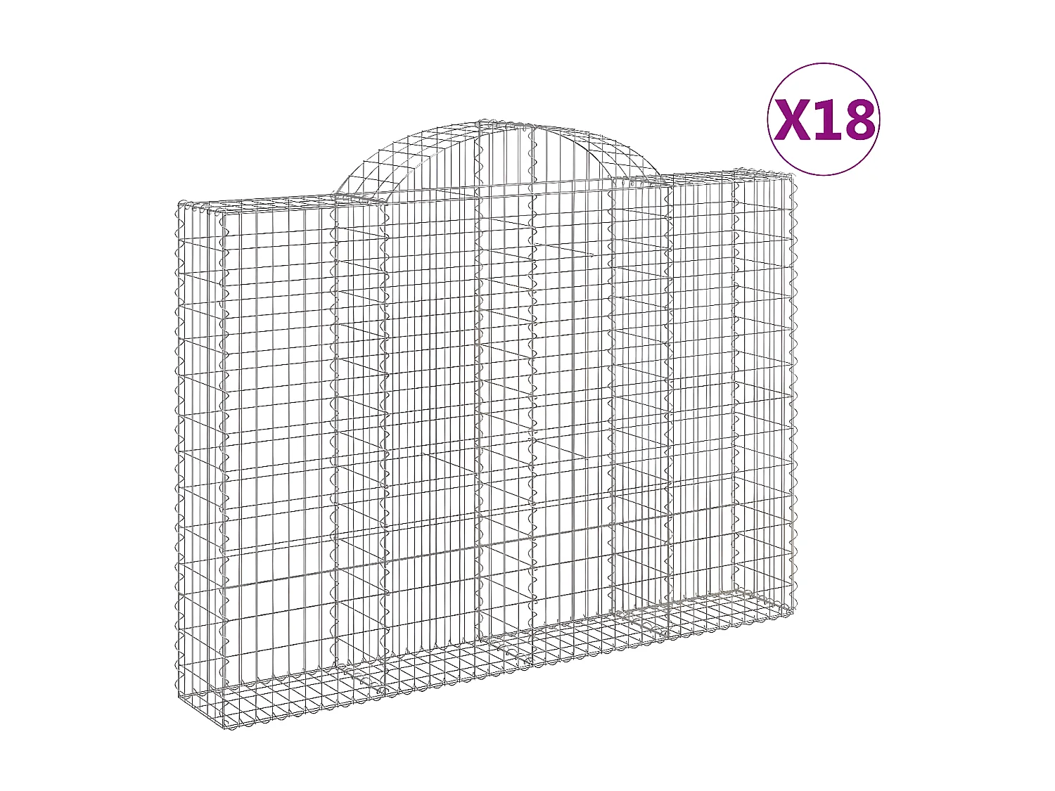 Paniers à gabions arqués 18 pièces 200x30x140/160 cm Fer galvanisé