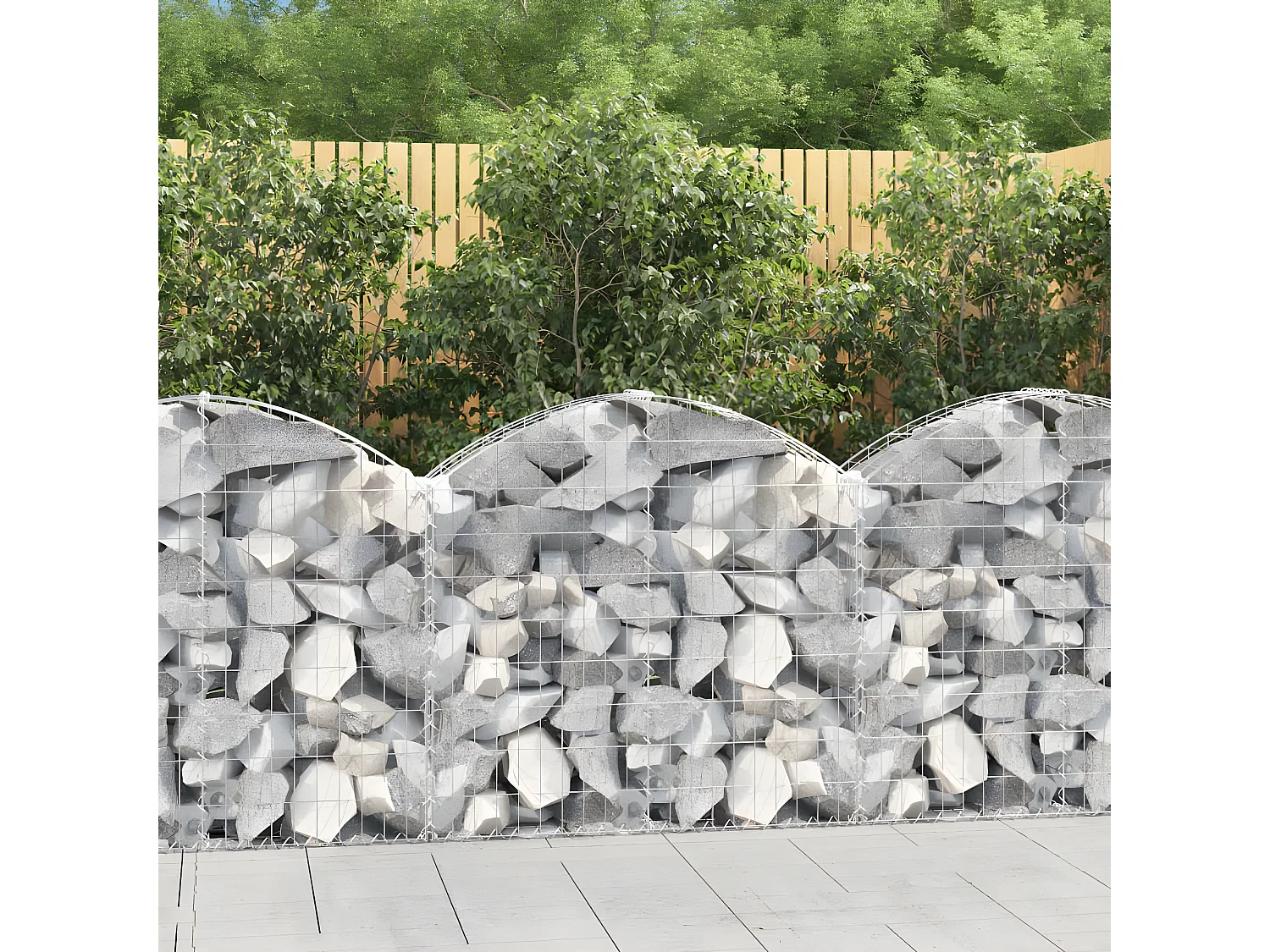 Cesta de gaviones forma arco hierro galvanizado 100x30x80/100cm