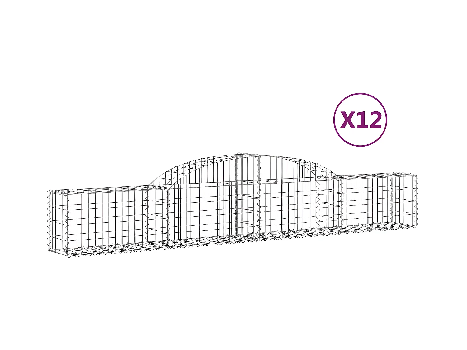 Paniers à gabions arqués 12 pièces 300x30x40/60 cm fer galvanisé