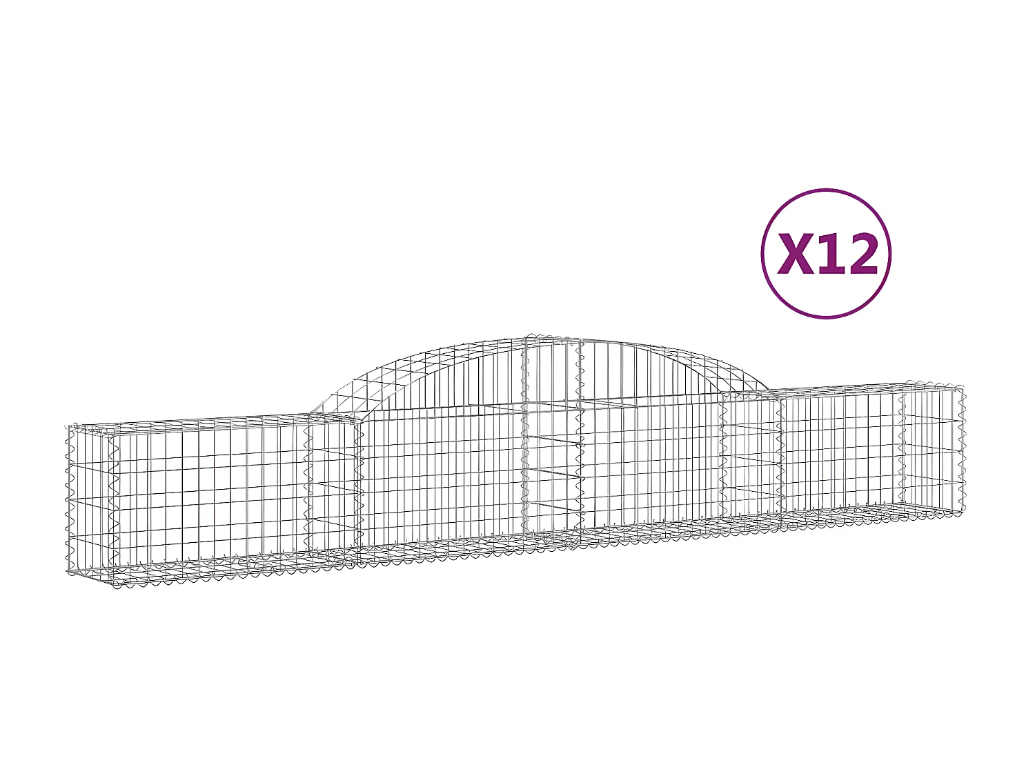 Cestos gabião arqueados 12peças 300x30x40/60 cm ferro galvanizado