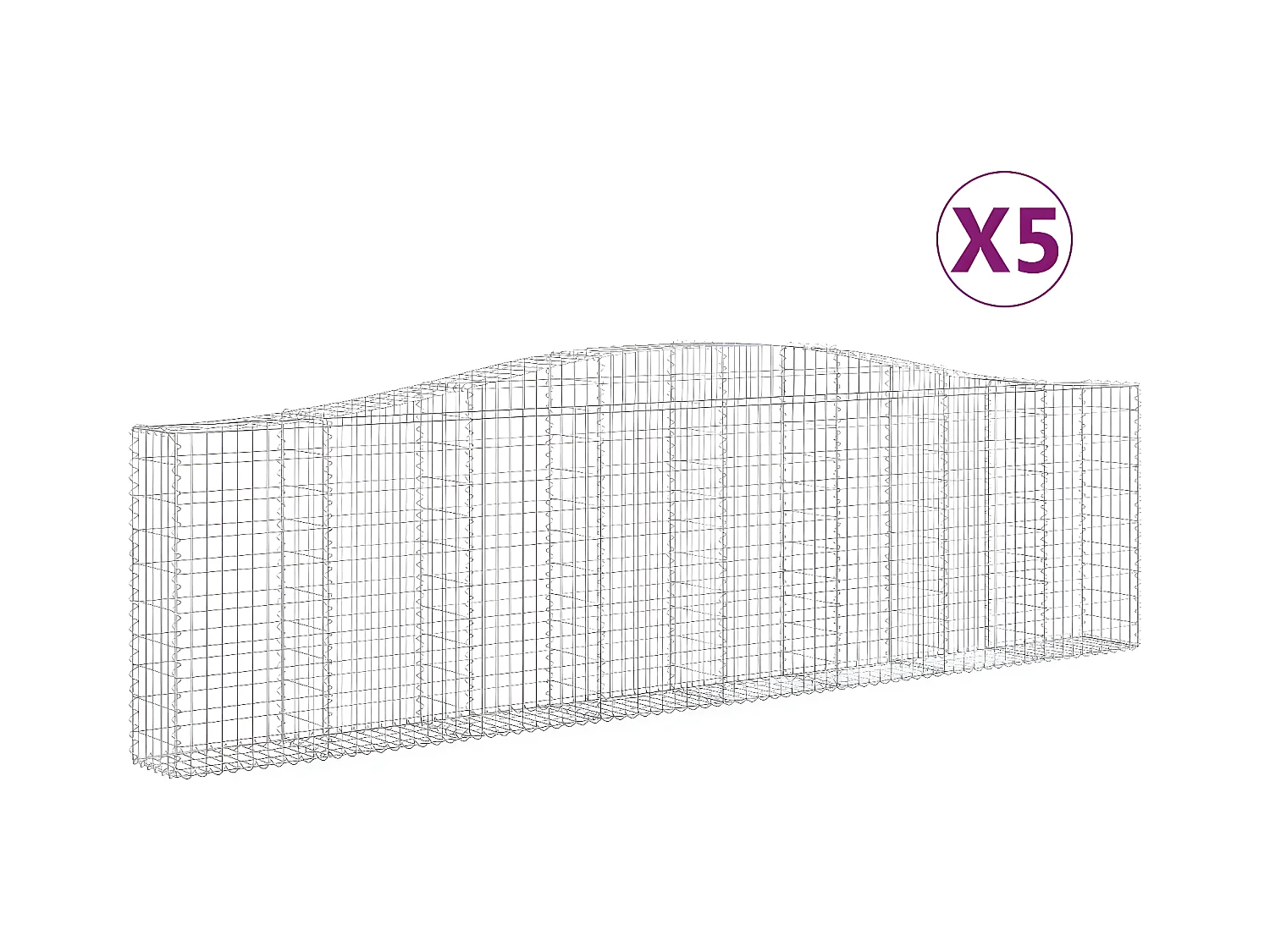 Paniers à gabions arqués 5 pièces 400x30x100/120 cm Fer galvanisé