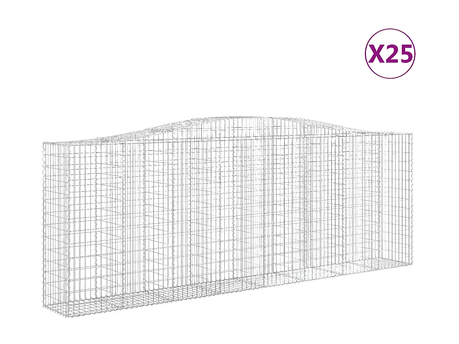 Paniers à gabions arqués 25 pièces 400x50x140/160 cm Fer galvanisé