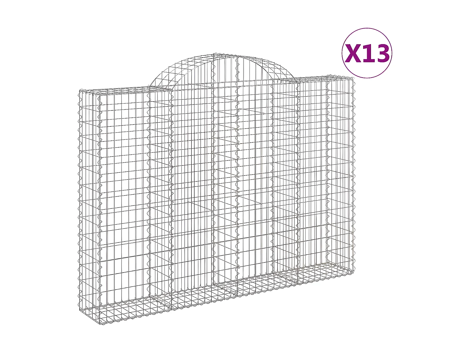 Paniers à gabions arqués 13 pièces 200x30x140/160 cm Fer galvanisé