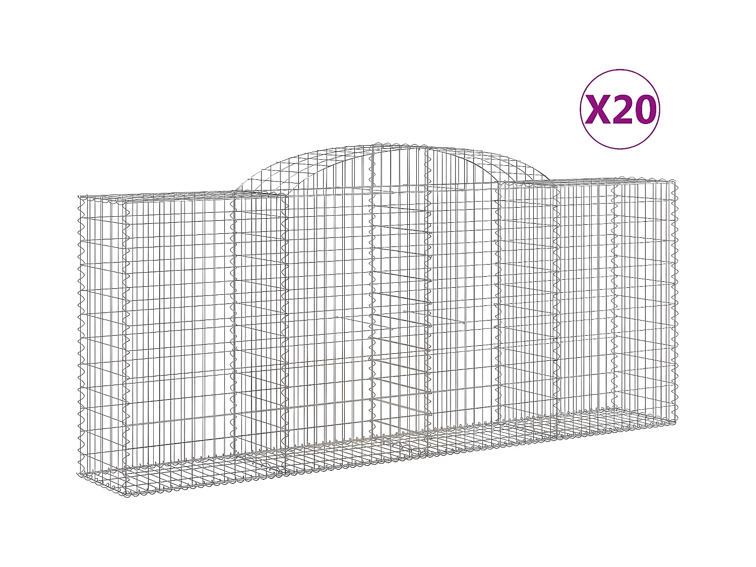Paniers à gabions arqués 20 pièces 300x50x120/140 cm fer galvanisé