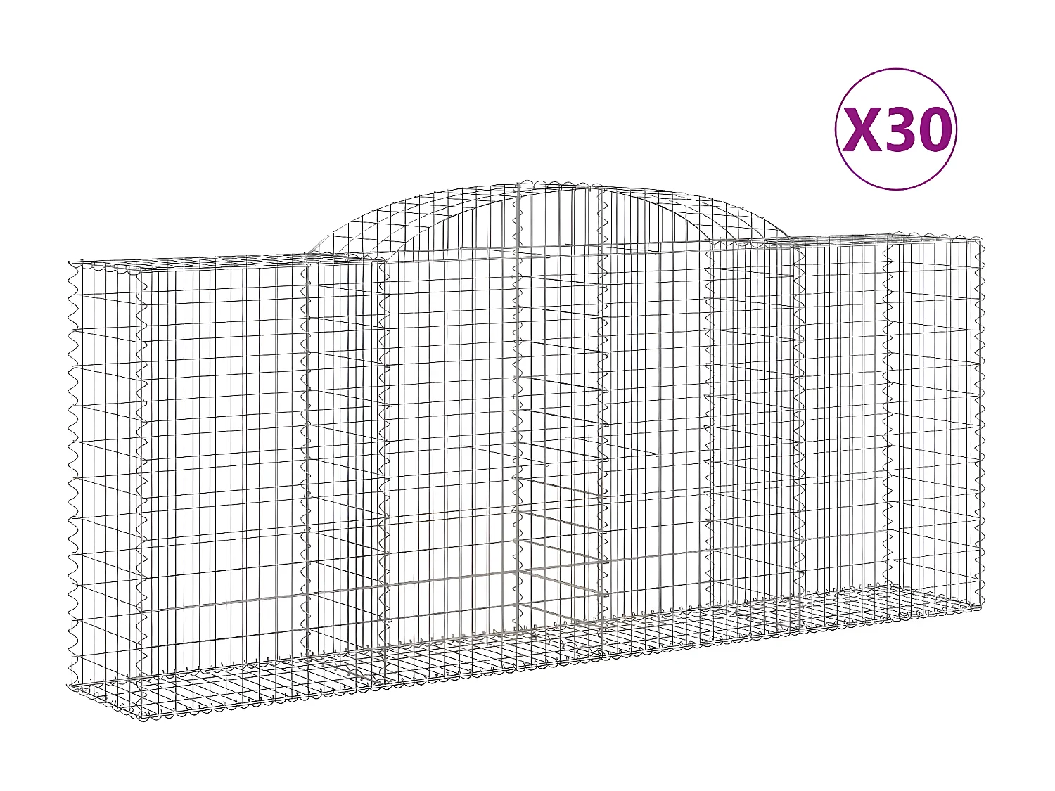 Paniers à gabions arqués 30 pièces 300x50x120/140 cm fer galvanisé