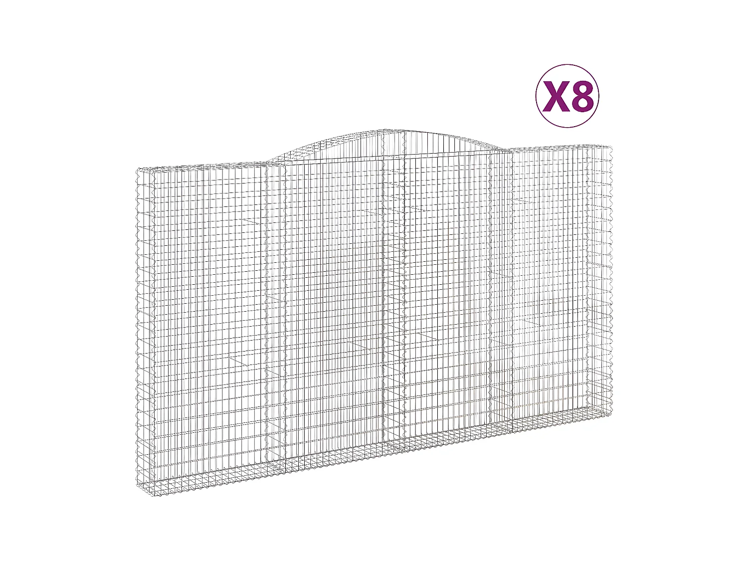 Paniers à gabions arqués 8 pièces 400x30x220/240 cm Fer galvanisé