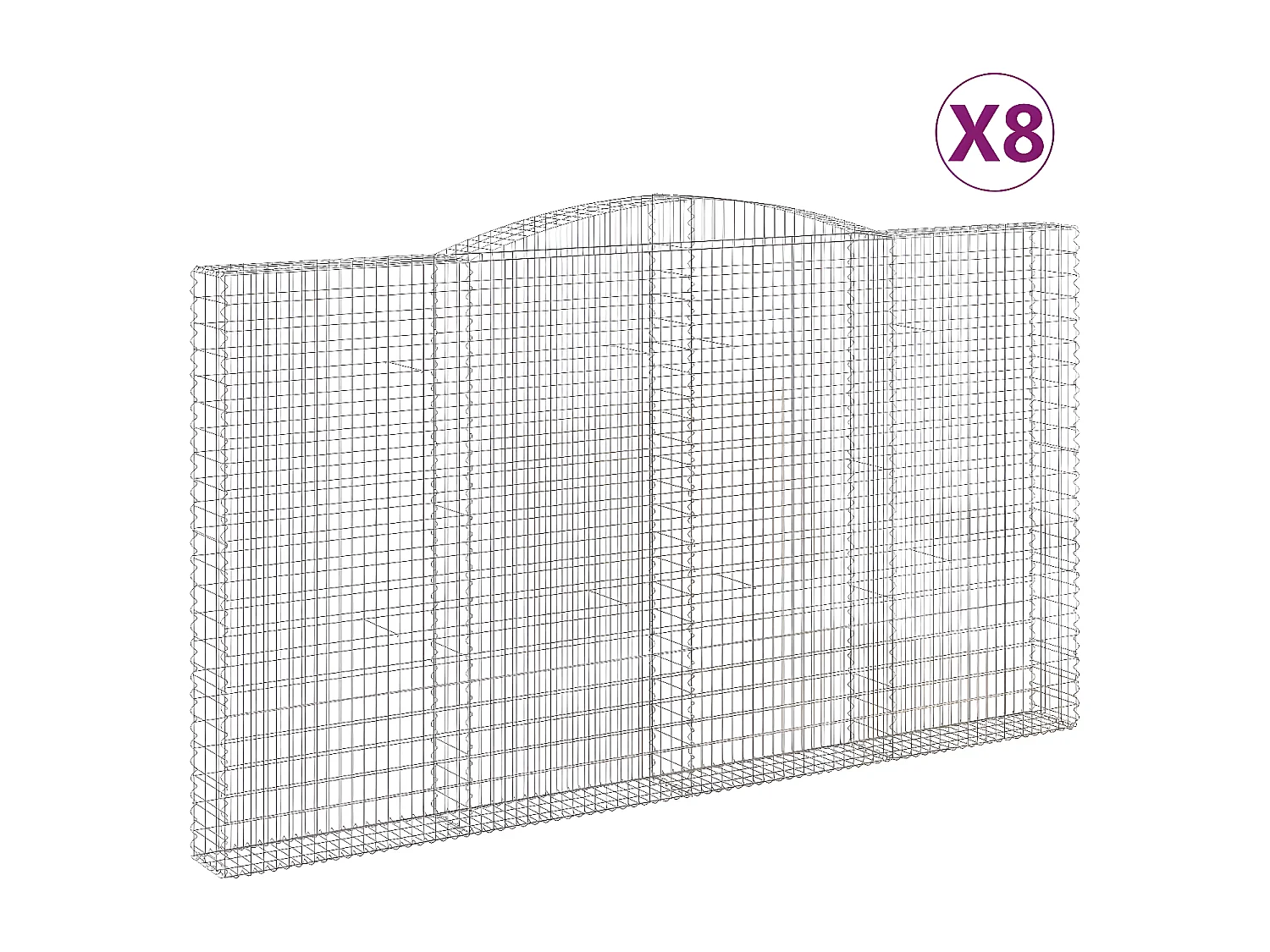 Paniers à gabions arqués 8 pièces 400x30x220/240 cm Fer galvanisé