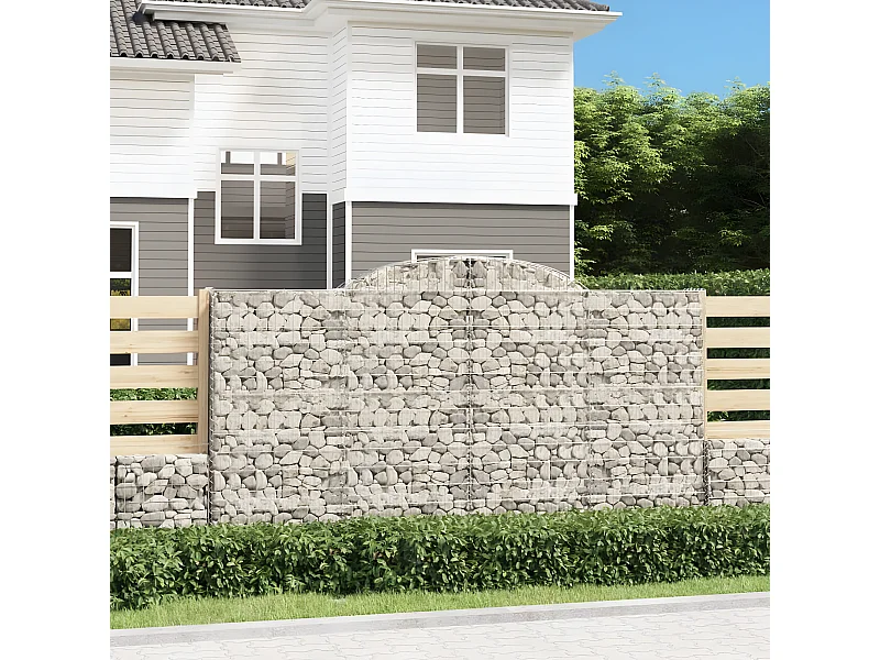Paniers à gabions arqués 20 pièces 300x50x160/180 cm fer galvanisé