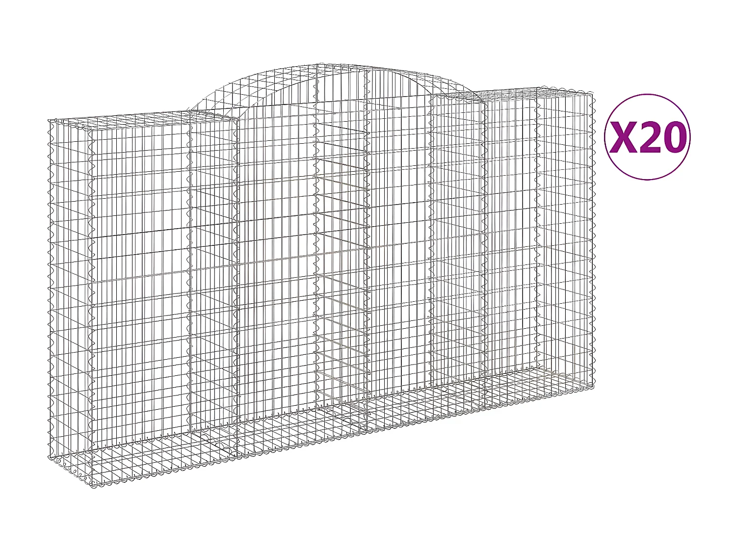 Paniers à gabions arqués 20 pièces 300x50x160/180 cm fer galvanisé