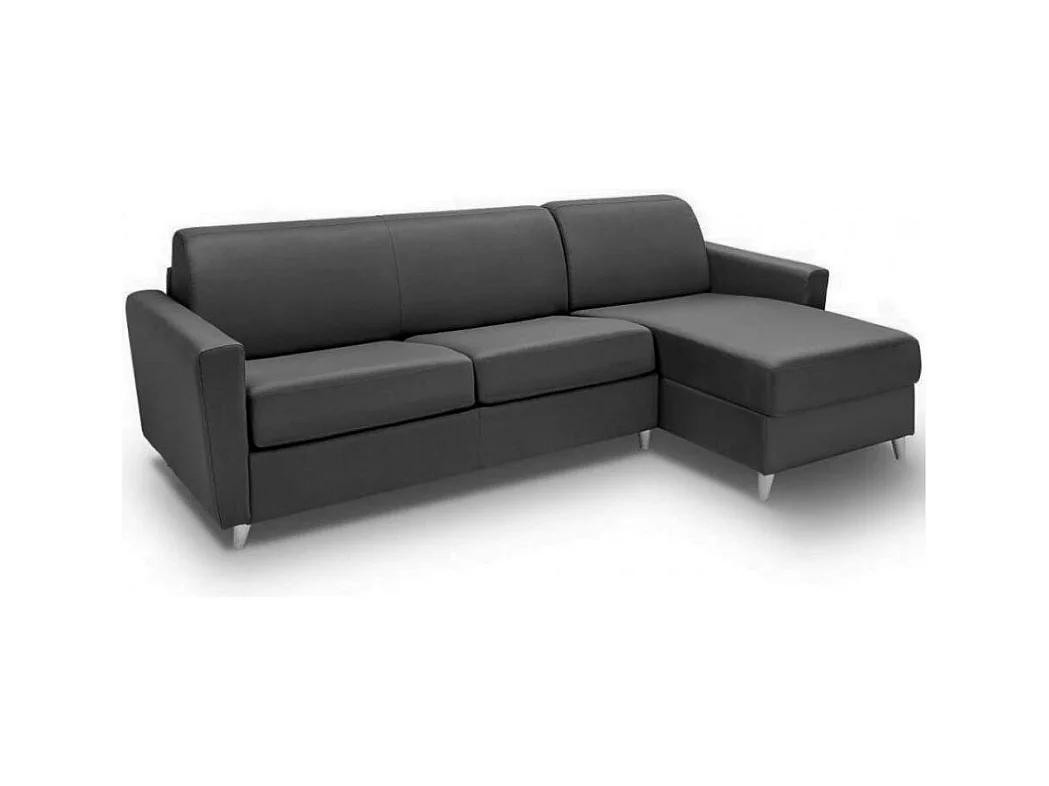 Canapé d'angle réversible  VIRGOLA convertible EXPRESS 140 cm sommier lattes matelas 16 cm Microfibre antara plus gris graphite