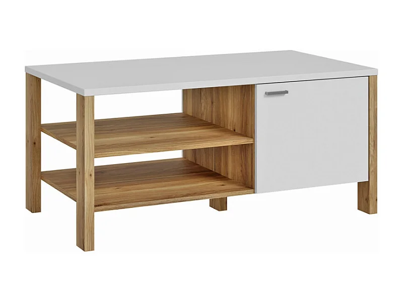 Table basse L. 110 cm avec décor gris clair et chêne - DEVONNE