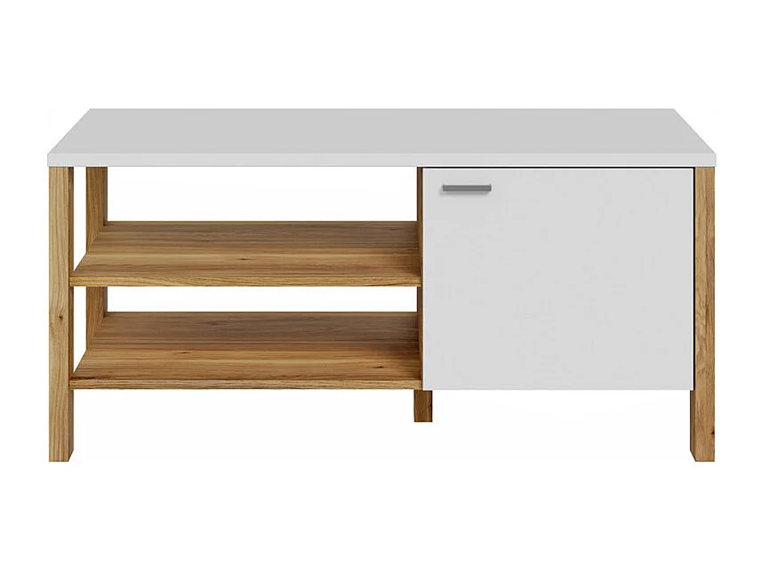 Table basse L. 110 cm avec décor gris clair et chêne - DEVONNE