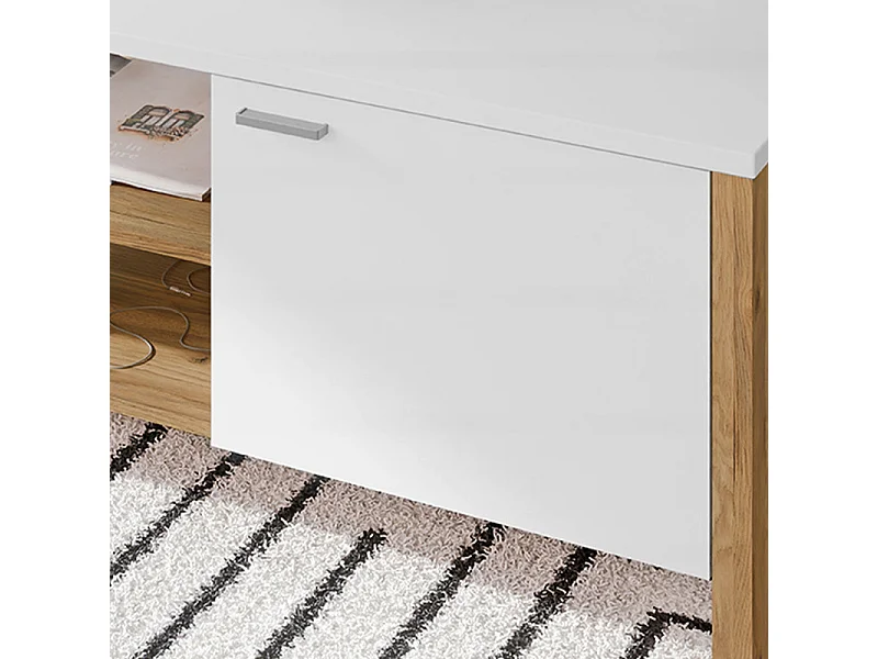 Table basse L. 110 cm avec décor gris clair et chêne - DEVONNE