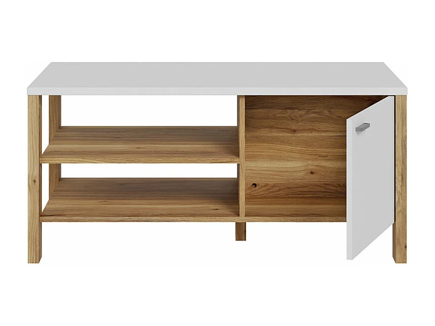 Table basse L. 110 cm avec décor gris clair et chêne - DEVONNE